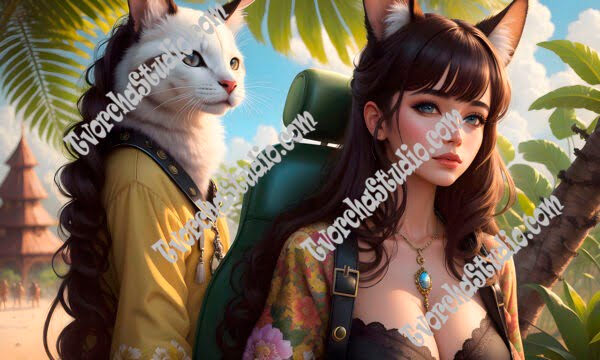 A girl and a big cat